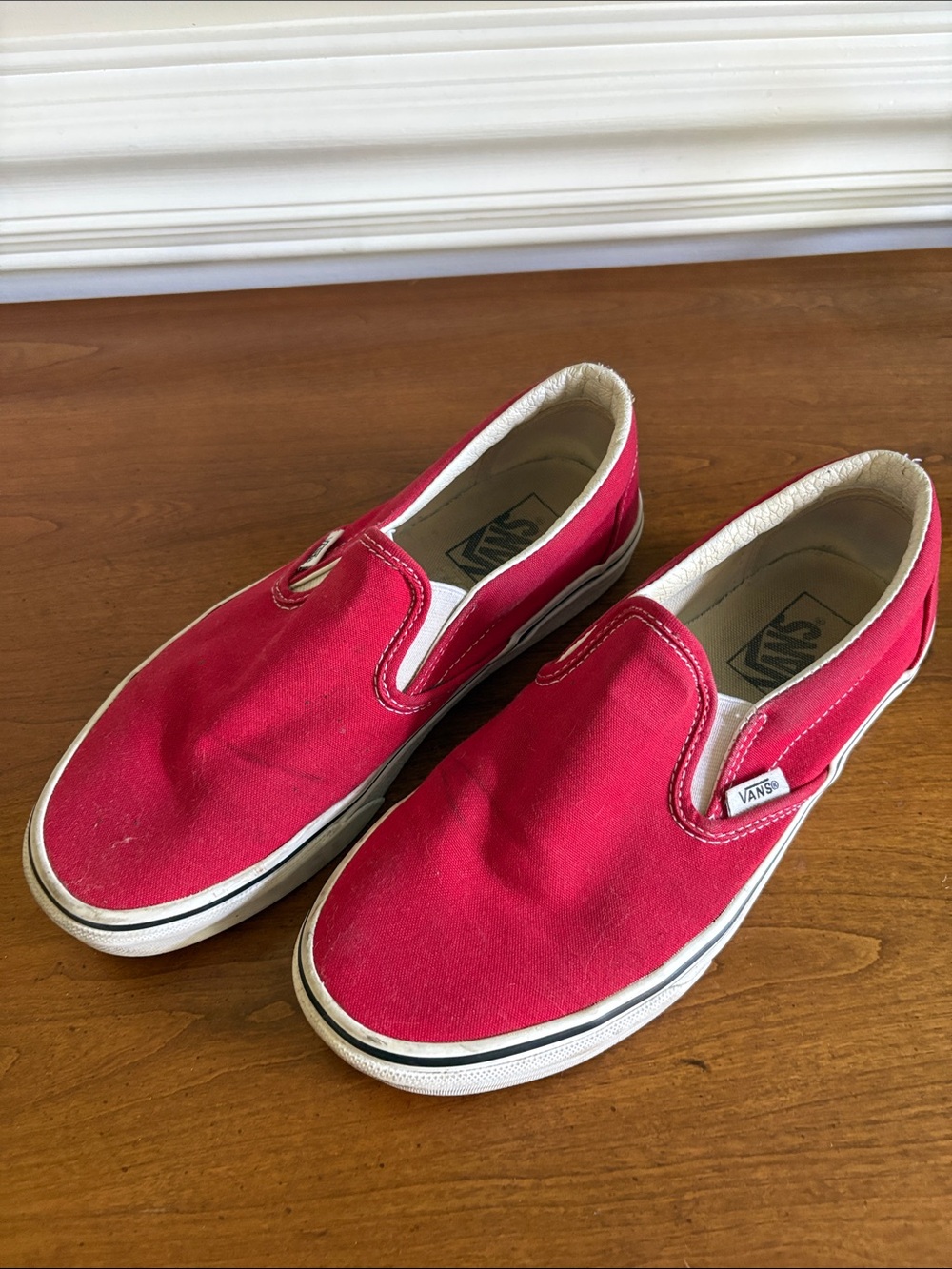Vans Slip-On Canvas Sneakers in Brick red